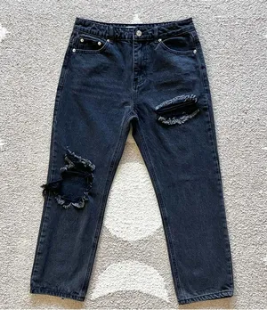Adika Andor High Rise Straight Leg Cropped Jeans in Black Size 30 thumbnail 5