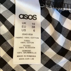 ASOS Cold Shoulder Black & White Plaid Long Sleeve Top thumbnail 5