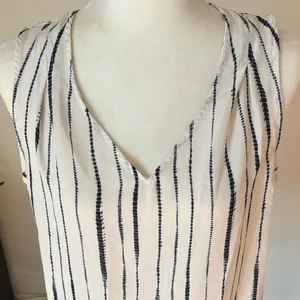 Banana Republic Navy and White Striped Tank Top Size M thumbnail 2