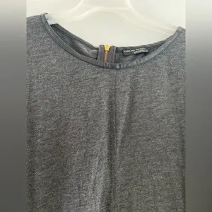Zara W&B Collection Long Sleeve Dolman Top Faux Leather Trim Size L Gray thumbnail 11