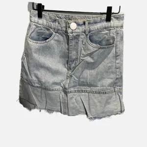 Jue & Seluena Light Wash Denim Pleated Hem Mini Skirt Size M‎ Elephant Tag Y2K thumbnail 2
