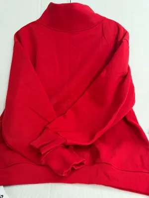 Fisoew Women's Red Mock Neck Pullover Sweatshirt Size M thumbnail 1