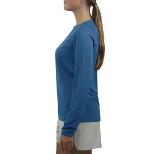 Reel Life Womens UV T-Shirt Size L Navy UPF Sun Protection Thumbholes Fishing thumbnail 6