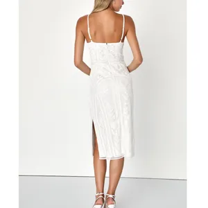 NEW Lulus Alluring Interest White Sequin Embroidered Sleeveless Midi Dress thumbnail 2