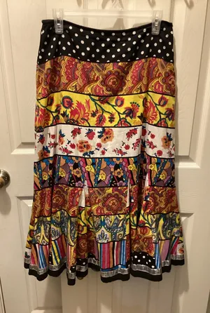 Boston Proper Multicolor Boho Patchwork Maxi Skirt thumbnail 1