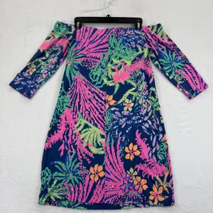 Lilly Pulitzer Laurana‎ Off Shoulder Dress Medium Floral Colorful Print READ thumbnail 8