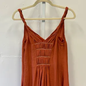 BCBGMAXAZRIA Terracotta Orange Smocked Embroidered Mini Dress AVS6BA87 Size 4 thumbnail 4
