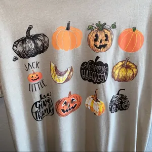 Halloween‎ Pumpkin Graphic Tee Medium Fall Autumn Graphic T-Shirt Casual thumbnail 2