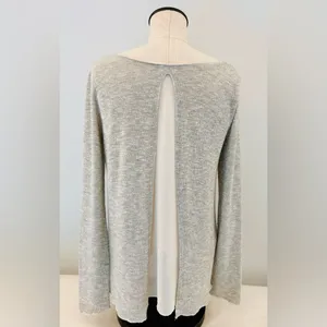 Abercrombie & Fitch Beige Long Sleeve Split Black Top size Small thumbnail 12