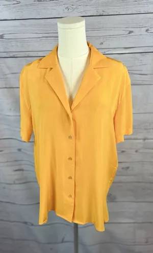 Babaton Aritzia 100% Silk Orange Button Down Blouse Women’s Size Small thumbnail 1