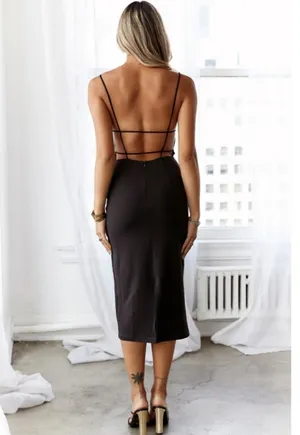 Hello Molly Can’t Afford Me Black Midi Dress thumbnail 2