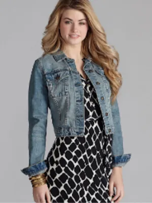 Cremieux Cropped Medium Wash Denim Jacket thumbnail 2