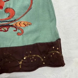Double D Ranchwear Sage Green Beaded‎ Floral Embroidered Tunic Dress L READ thumbnail 16