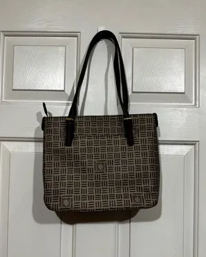 Anne Klein Brown Patterned Shoulder Tote with Brown Handles  thumbnail 1