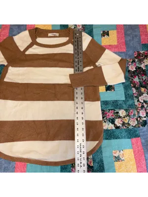 Anthropologie Rebekah Tunic Sweater Woman’s M Striped Sweater Medium thumbnail 9
