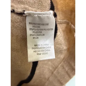Bobeau Polo Sweater Women S Tan Black Excellent Striped V-Neck Knit Top thumbnail 3