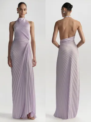 ALC Frank Lavender Halter Pleated Evening Gown Dress 4 thumbnail 2