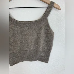 Reformation Caitlin Cashmere Cropped Cami Tank Top Medium Brown thumbnail 9