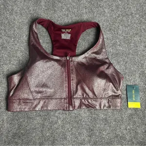 Tek Gear Women's Workout Athletic Sporty Zip Front Racerback Sports Bra Sz L thumbnail 9