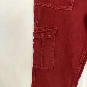 Pacsun bright red denim cargo pants elastic waist women's size‎ small cotton thumbnail 3