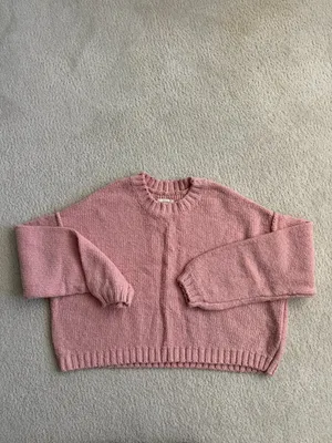 Billabong Shades Cotton Blend Crop Sweater in M (light pink, boxy/cropped fit) thumbnail 4