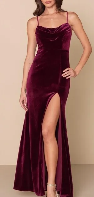 Lulu's Crazy Over You Burgundy Velvet Racerback Maxi Dress thumbnail 1