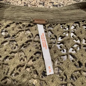 Free People Green Lace Button Up Boho Gauze Top Cottage Festival Earthy Small thumbnail 3