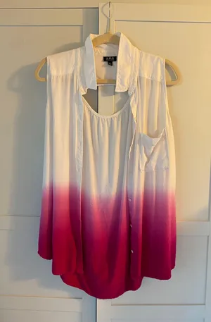 a.n.a White and Pink Sleeveless Button Up Shirt thumbnail 1