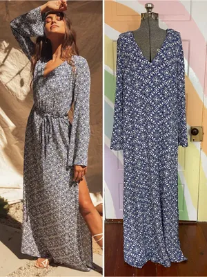 Lulus Mandala Daydream Side Slit Blue Maxi Dress Sz M 💚🎀 thumbnail 2