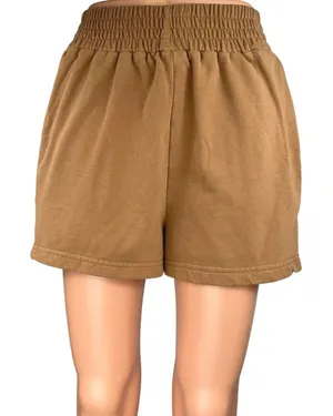 12th Tribe Oakley Women's Brown Pleated Pockets Mini Lounge Sweat Shorts Sz S/M thumbnail 1
