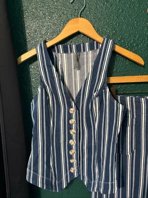 Anthropologie Halsey Striped Matching Set Vest Collette Pants Sz XS/25 thumbnail 3