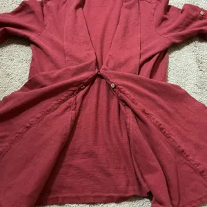 Royal Robbins Granola Girl Women’s S‎ Red Open Cardigan Sweater Organic Cotton thumbnail 6