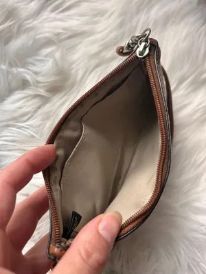 Coach Y2K brown wristlet small signature sees with the leather strip thumbnail 4