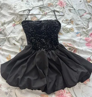 Sequined Mini Dress Black Size M thumbnail 1