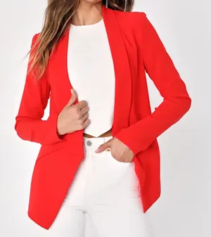NWT Lulus Miss Punctuality Red Lightweight Blazer thumbnail 1