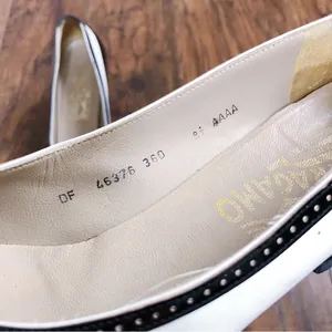 Salvatore Ferragamo • vintage heels pumps cap toe two tone black white patent leather thumbnail 6
