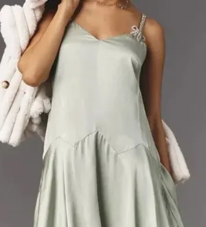 Anthropologie Corey Lynn Carter mint/sage silk slip dress thumbnail 1