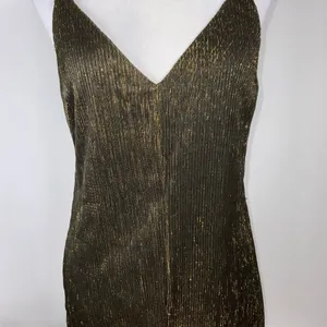 Honey Punch Spaghetti Strap Black & Gold Metallic Romper Small thumbnail 5