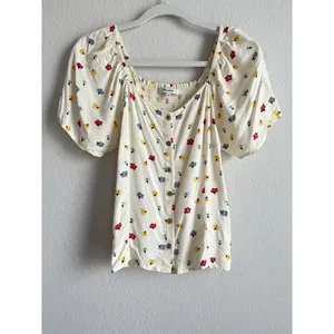 Madewell Seamed‎ Button Down Colorful Floral Confetti Short Sleeve Blouse Small thumbnail 5