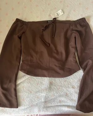 Pacsun brown off the shoulder top thumbnail 1
