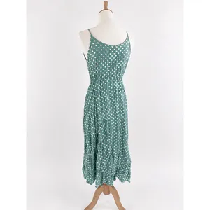 SheIn Seafoam Green Polka Dot Sundress Button Front Tie Waist Midi Dress Size Small thumbnail 2