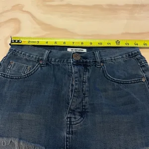 One Teaspoon Denim Button Fly‎ Raw Hem Mini Skirt W23 Charcoal Black thumbnail 9