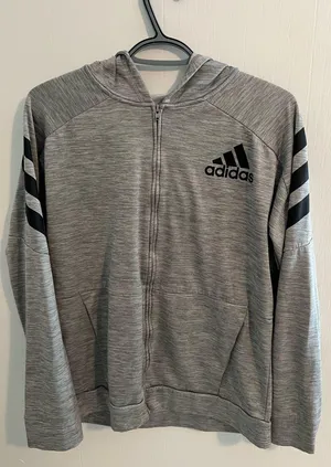 Grey Adidas Zip-Up Jacket thumbnail 1