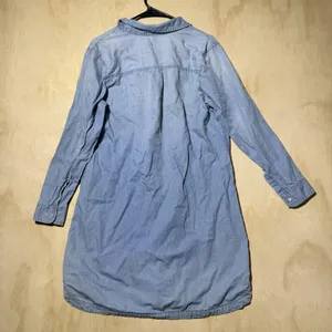 Old Navy Women's Chambray Shirt Dress Size L Blue Denim Look Long Sleeve thumbnail 8