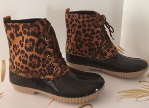 Leopard Print Duck Boots, Size 11 Brown thumbnail 3