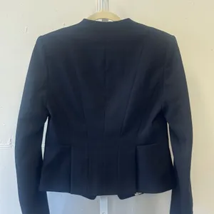 Ann Taylor Collarless Wool Blend Single Button Blazer‎ Jacket Size 4 Navy Black thumbnail 4