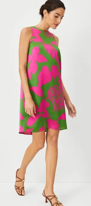 Ann Taylor tropical palm print shift mini dress thumbnail 1