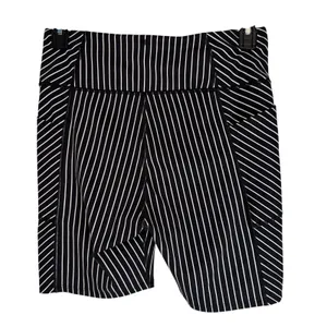 Victorias Secret On Point Flow Biker Shorts Black White Striped Pockets Size 14‎ thumbnail 2