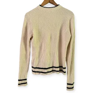 NWT Madewell Boucle Knit Crewneck Sweater Size Large Cream Navy Stripe thumbnail 5