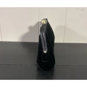 Banana Republic Black Satin Clutch Kiss Lock Evening Bag Chain Strap Purse thumbnail 3